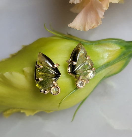 Green Tourmaline Butterfly Earrings