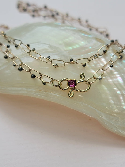 Celestial Dewdrop Chain with Ruby Clasp - Made To Order