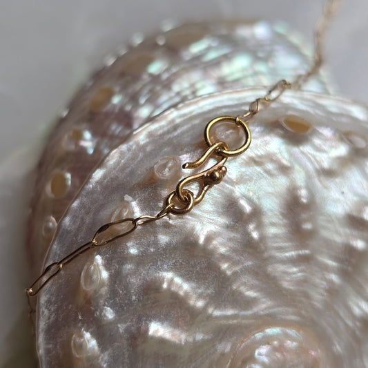 Incarnadine Rhodolite Garnet and Pearl Necklace with Handmade Chain