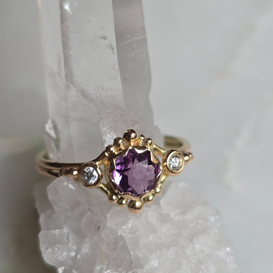 Lavender Snowfall Antique Russian Amethyst Ring