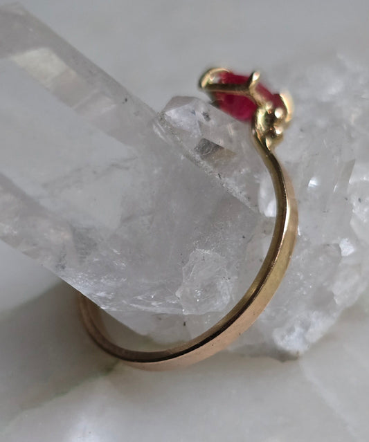 Neon Cherry Spinel Ring in 18k Peach Gold