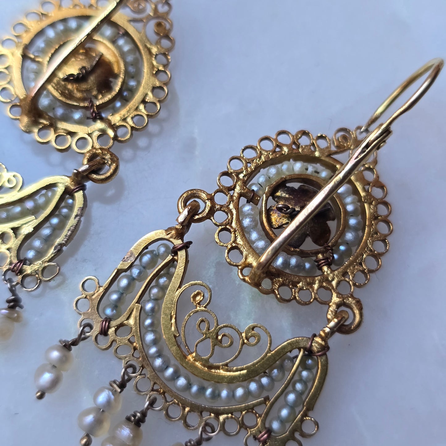 Antique Seed Pearl Garland Earrings