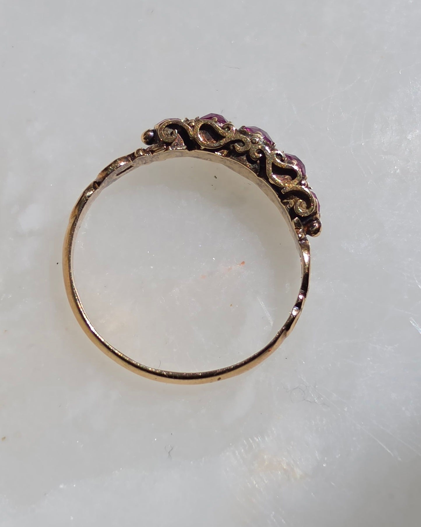 Antique Georgian 5 Stone Ruby Ring