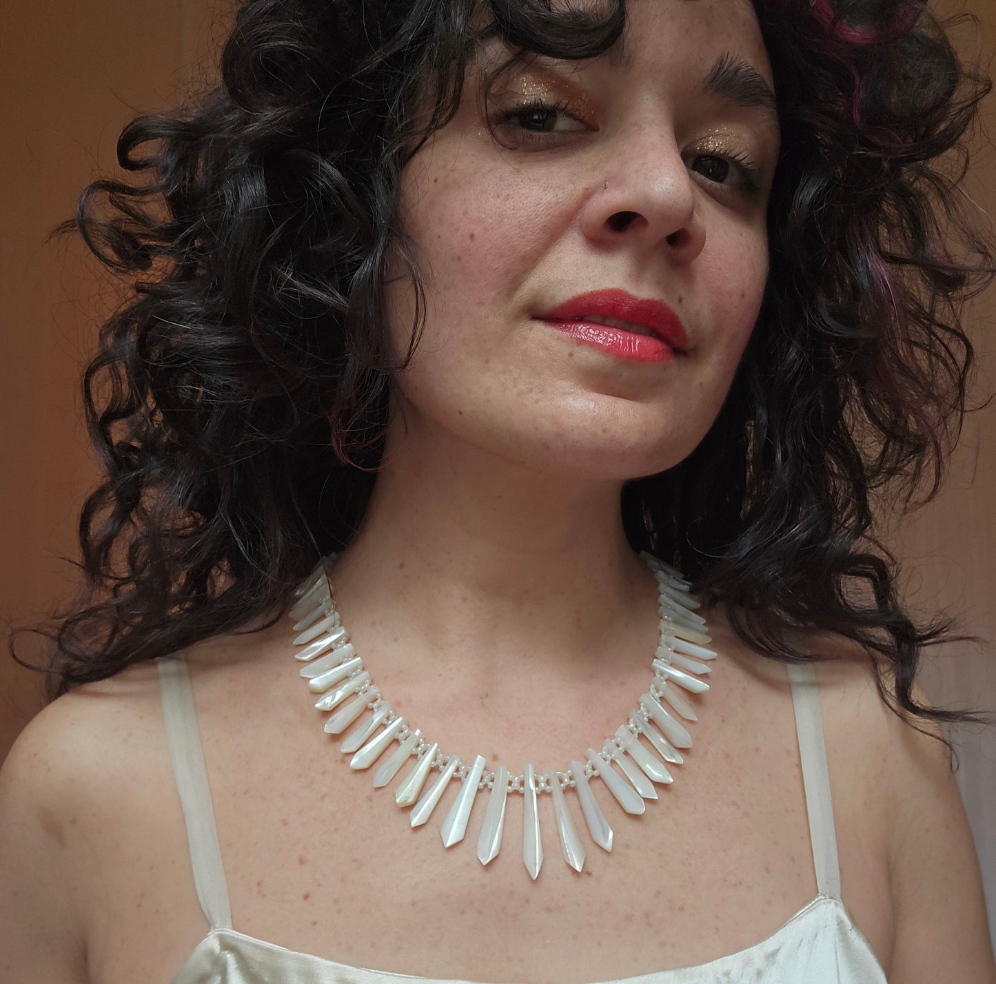 Antique Victorian Mother of Pearl "Pickets and Berries" Necklace