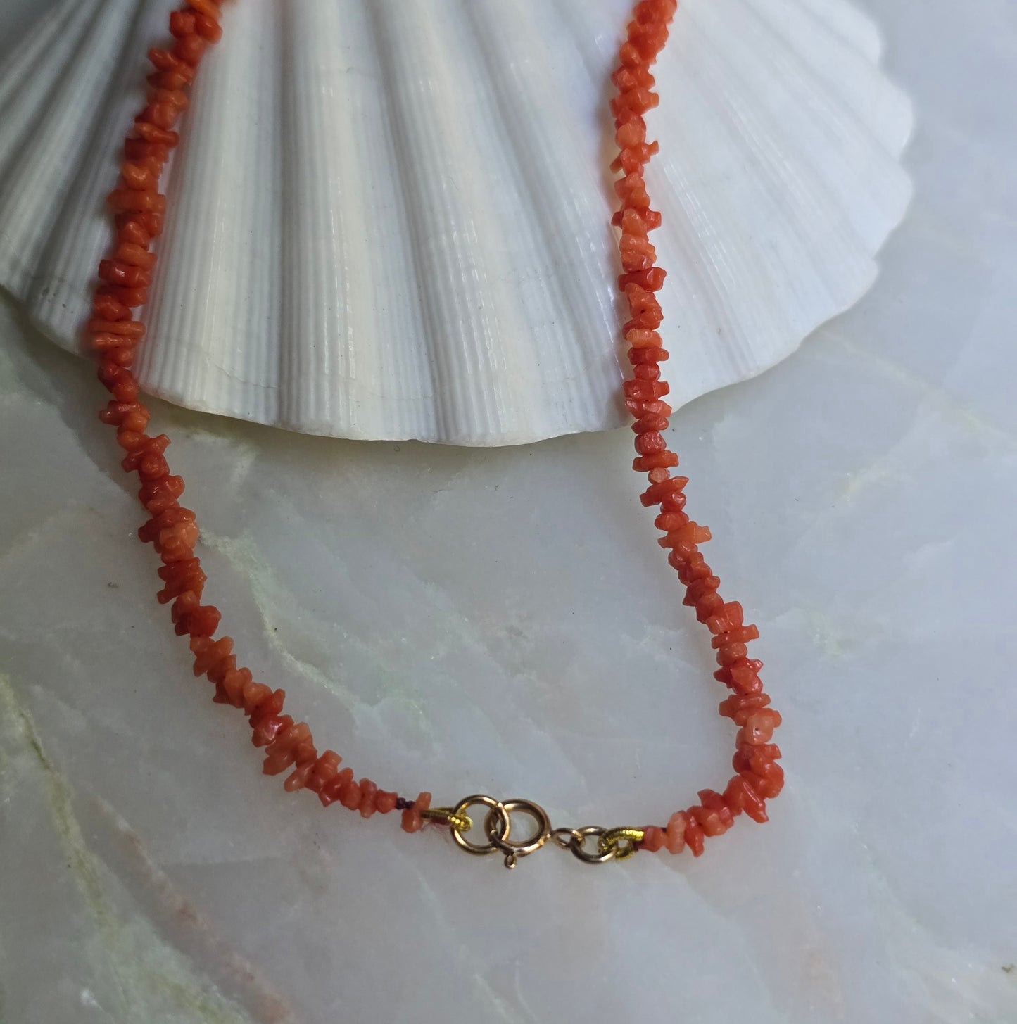 Antique Georgian Petite Carved Mediterranean Coral Rolling Pin Necklace