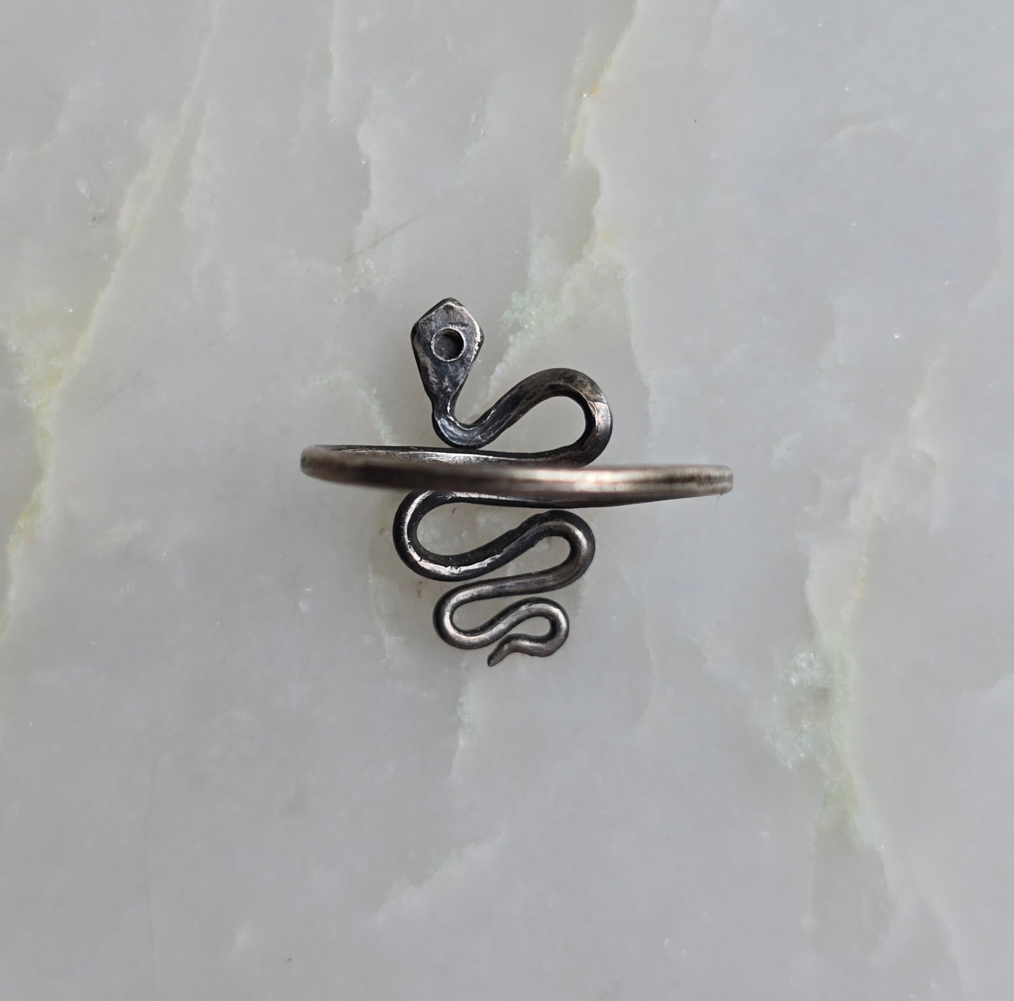 Binding Oath Silver and Black Diamond Serpent Ring