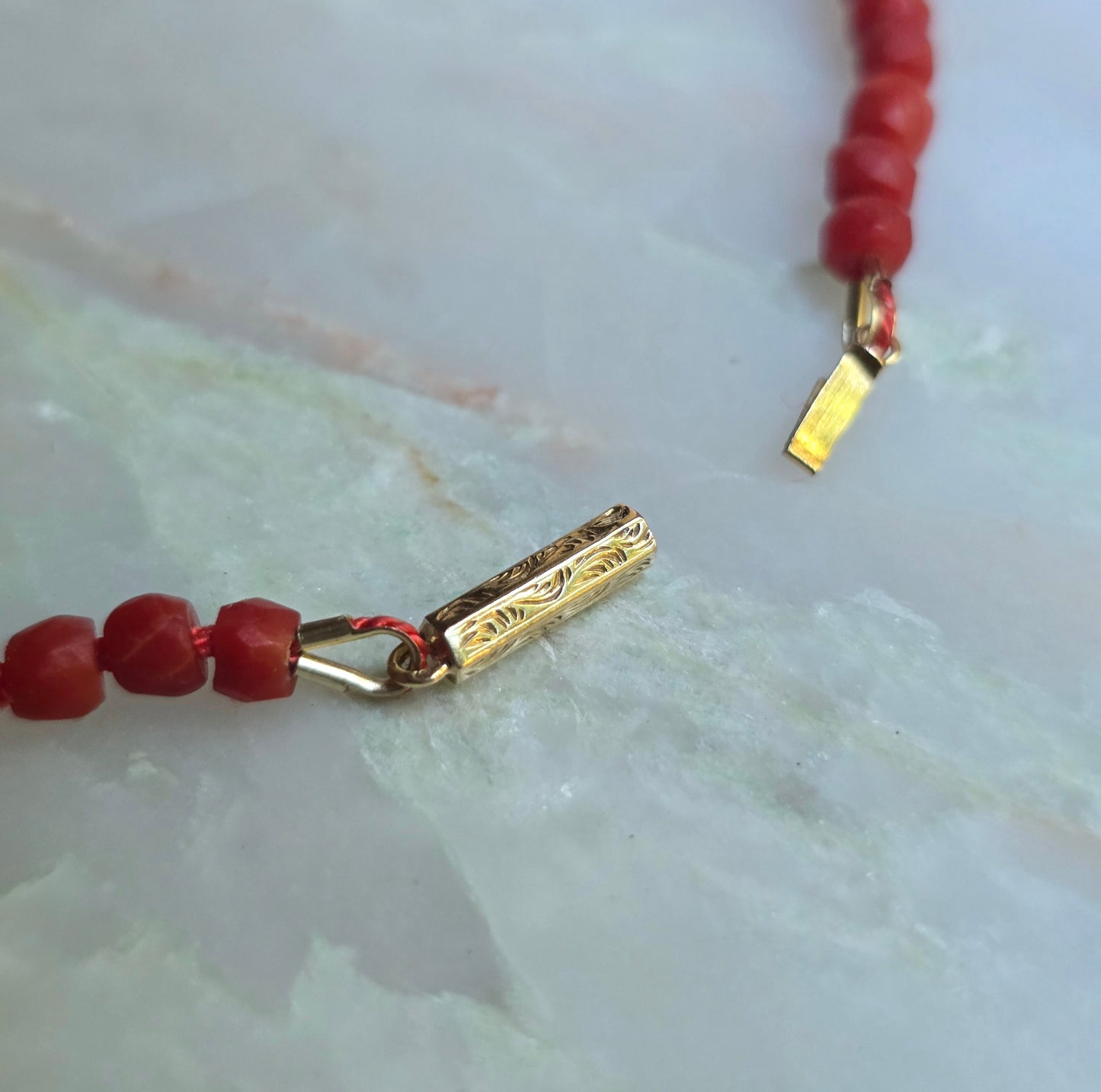 Antique Victorian French Faceted Mediterranean Coral Necklace
