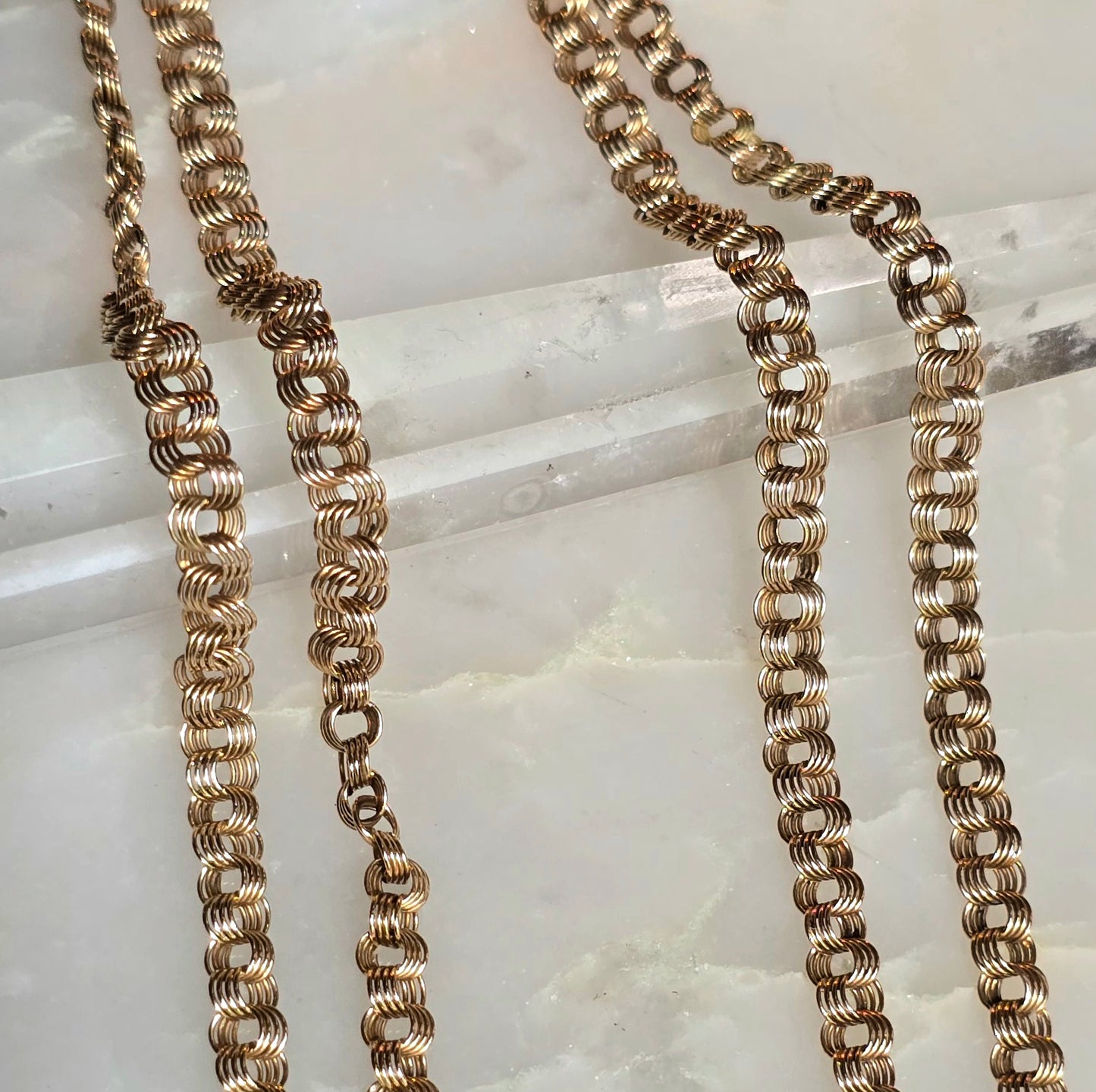 Vintage Russian 14k Rose Gold Flat Link Chain