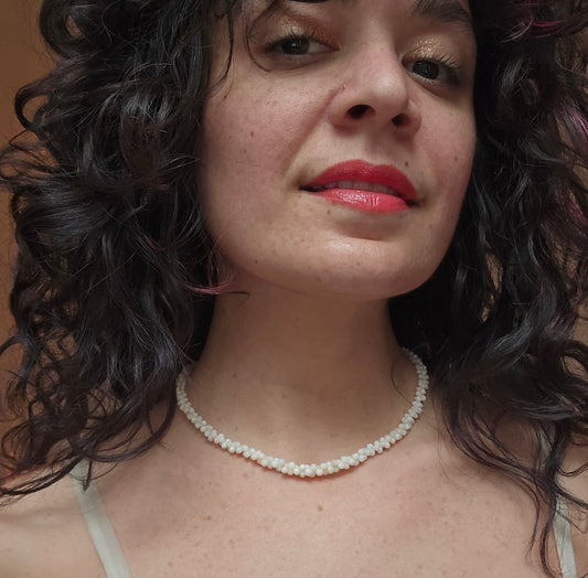 Antique Victorian Angel Skin Coral "Dogbone" Necklace