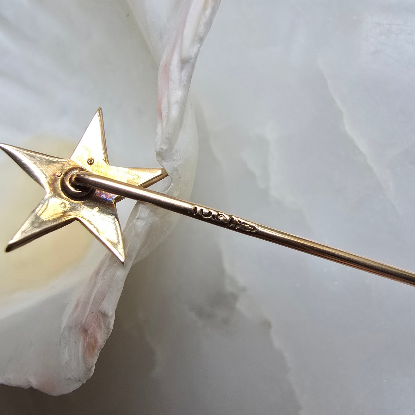 Antique Victorian Seed Pearl and Diamond Star Stickpin
