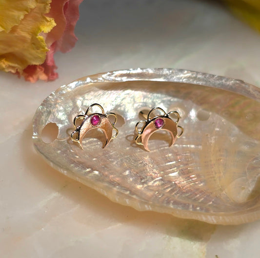 Ruby Moon Lacy Crescent Studs