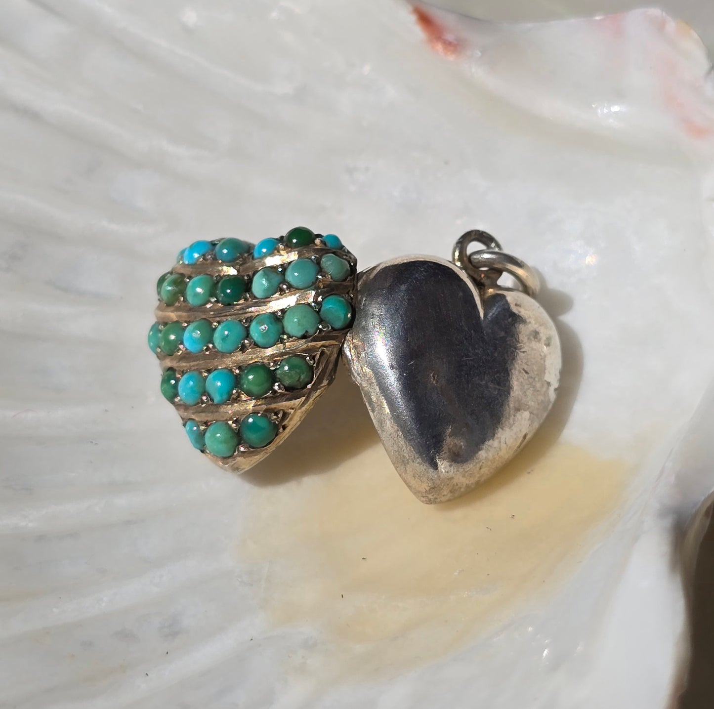 Antique Victorian Turquoise Pave Heart Locket