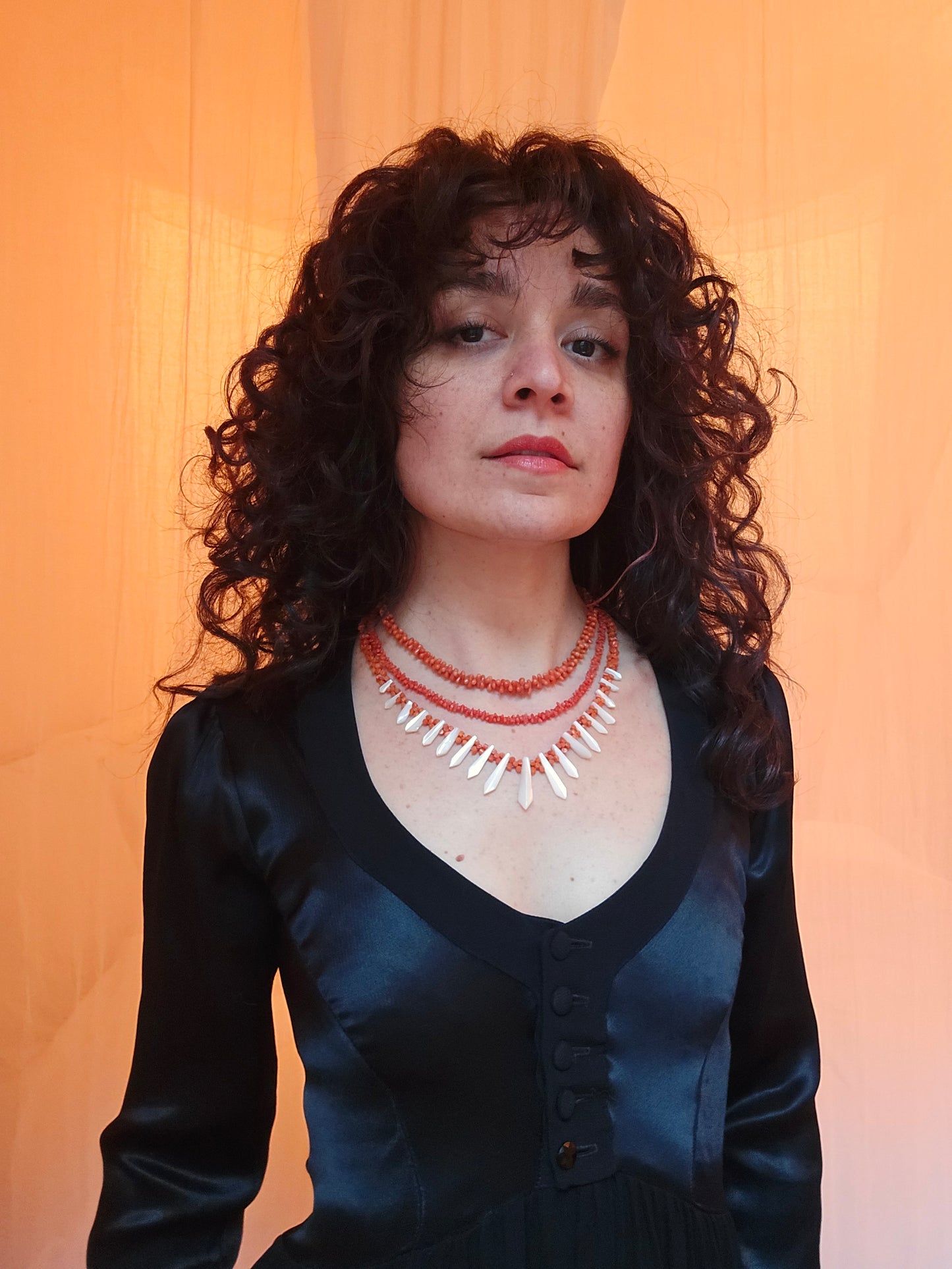 Antique Georgian "Rolling Pin" Carved Coral Necklace