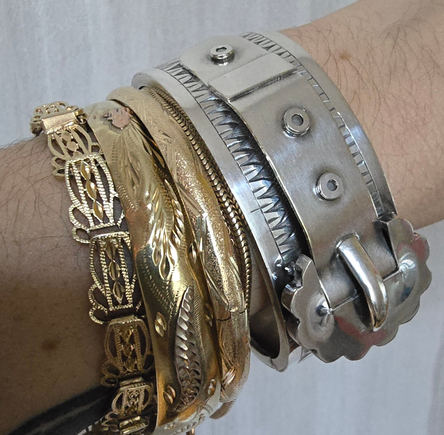 Antique Victorian Sterling Silver Buckle Bracelet