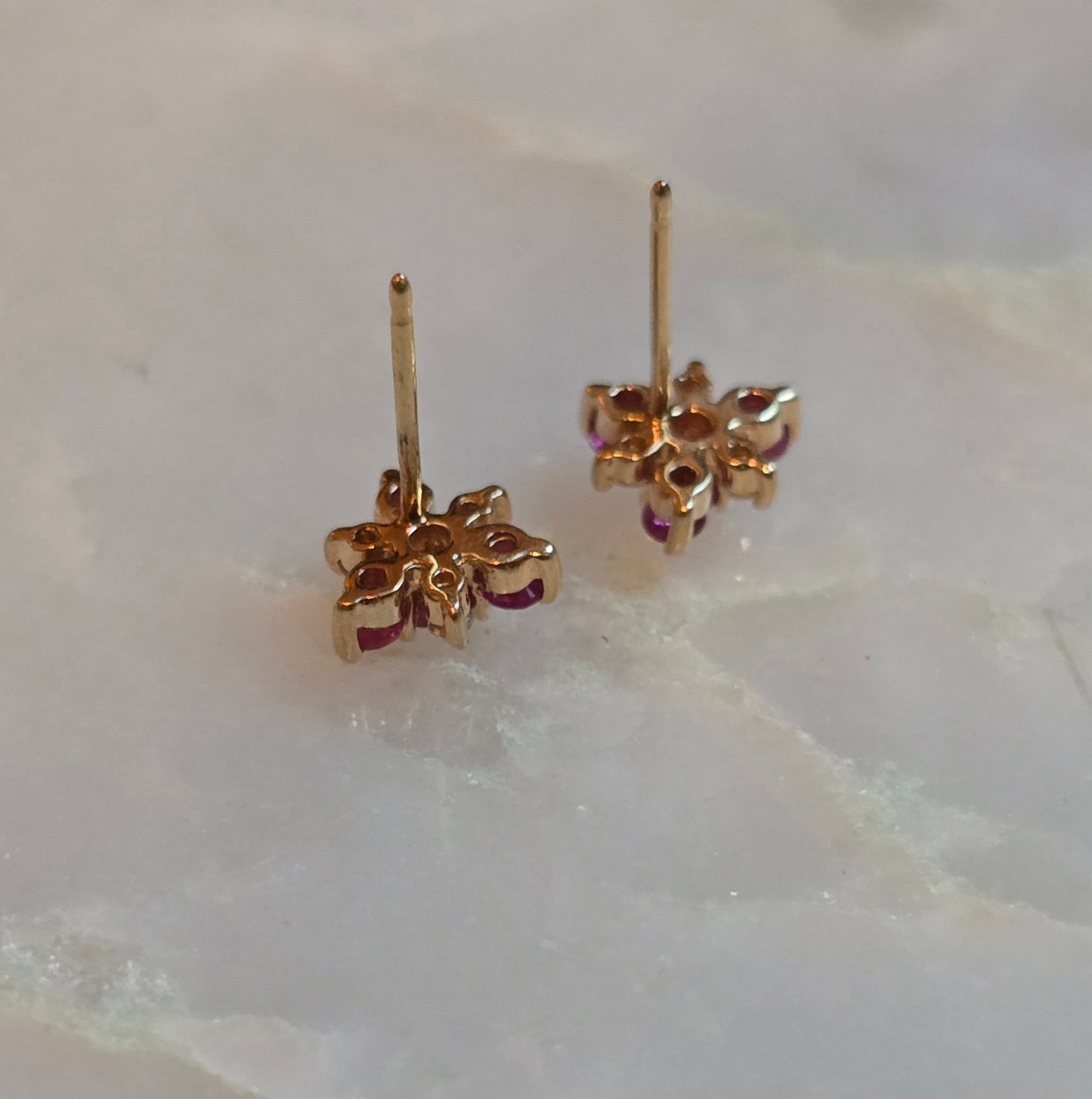 Vintage Ruby and Diamond Blossom Earrings