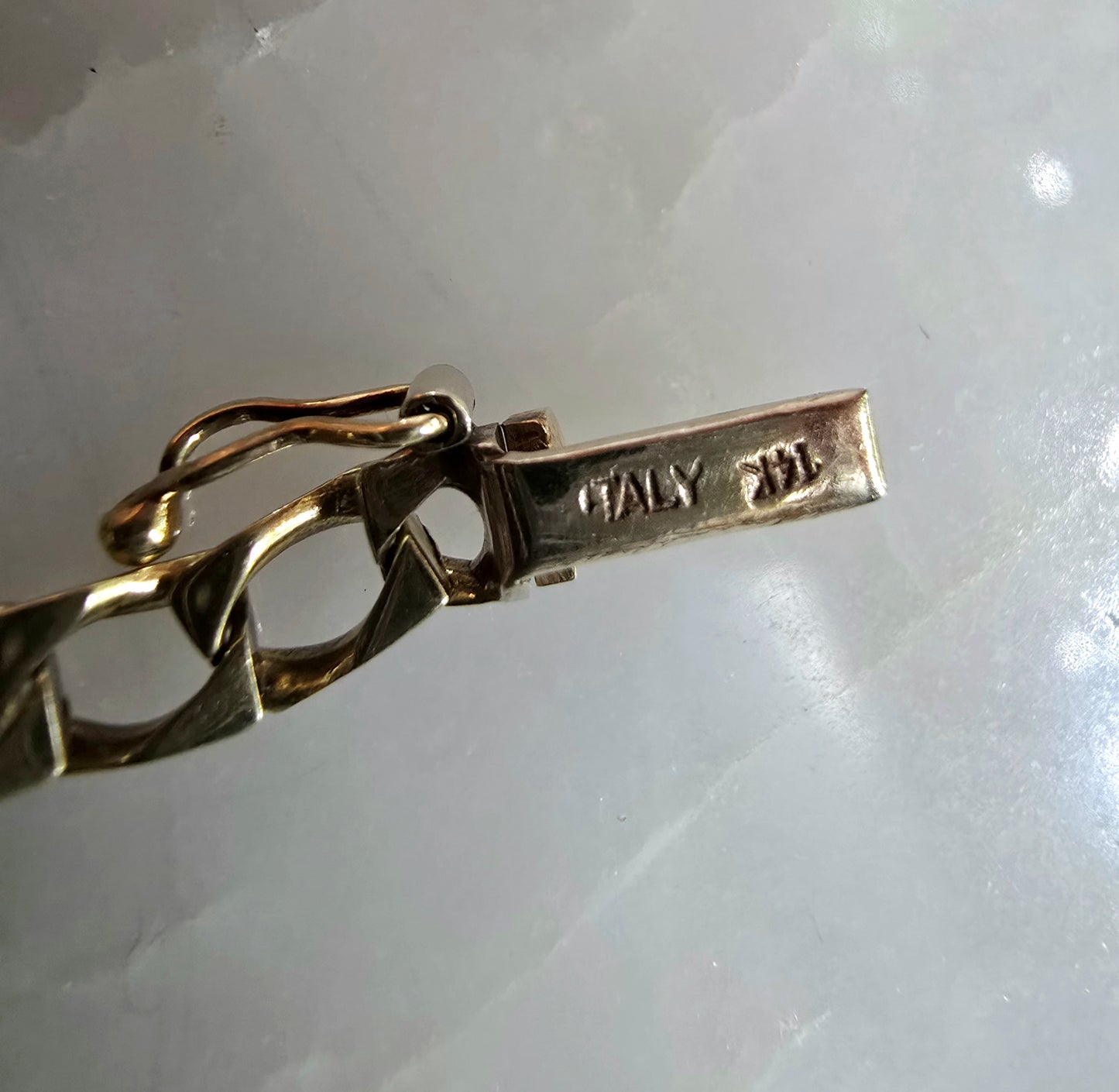 Vintage 1970s Chunky 14k Gold Italian Square Cuban Link Chain