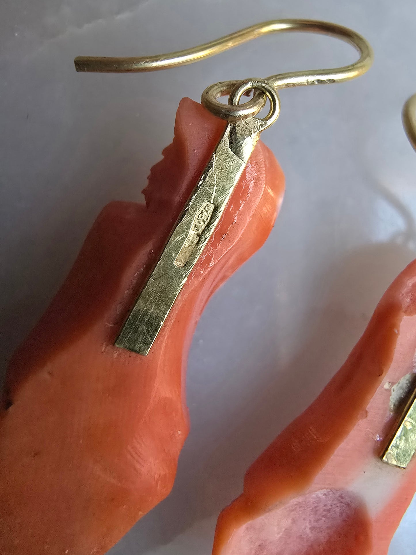 Antique Carved Coral Sphinx and Mask Earrings