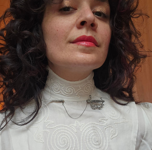 Antique Edwardian Silver Sword Jabot Pin