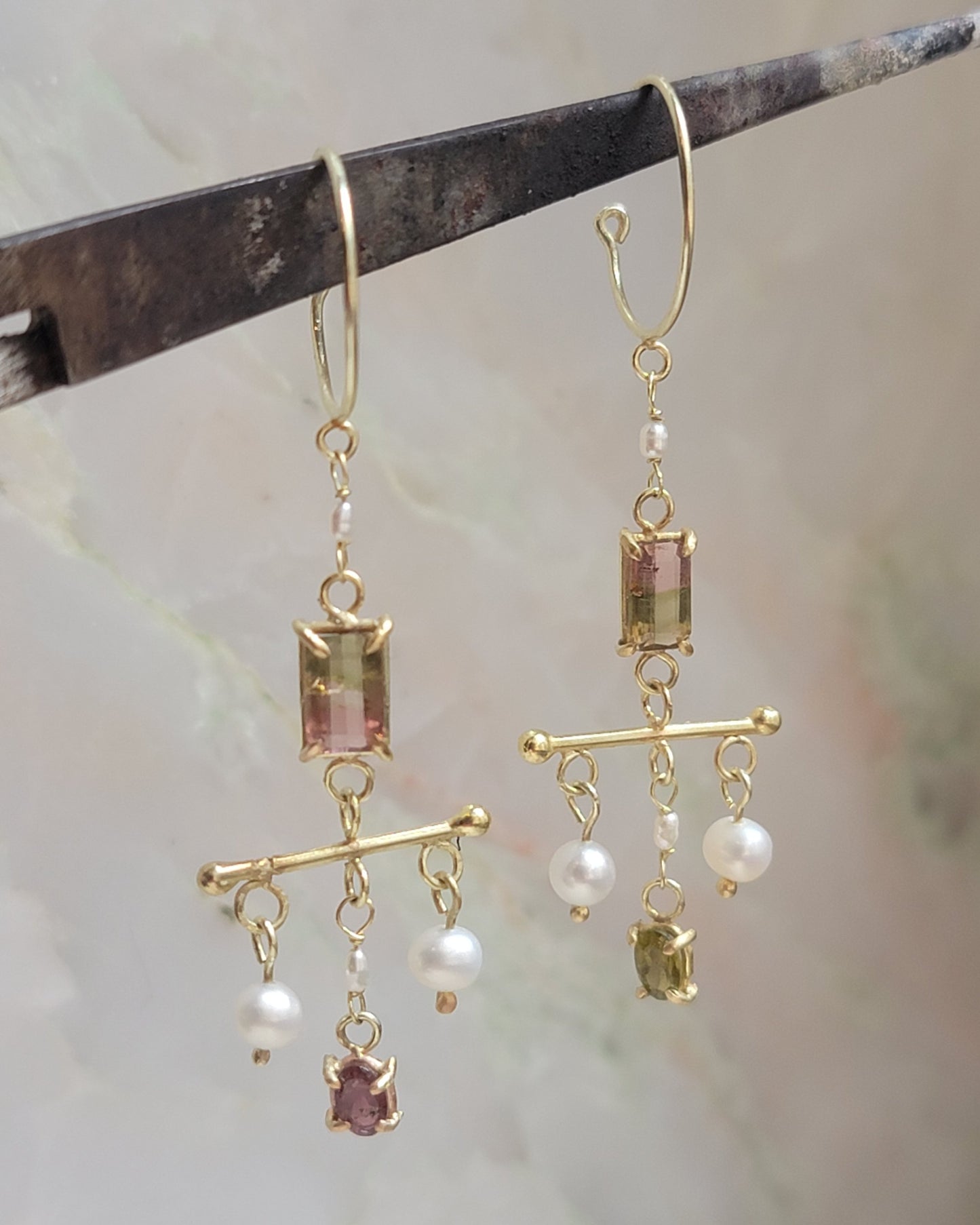 Sophia Watermelon Tourmaline Chandelier Earrings