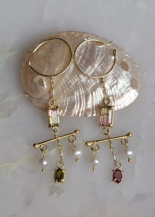 Sophia Watermelon Tourmaline Chandelier Earrings
