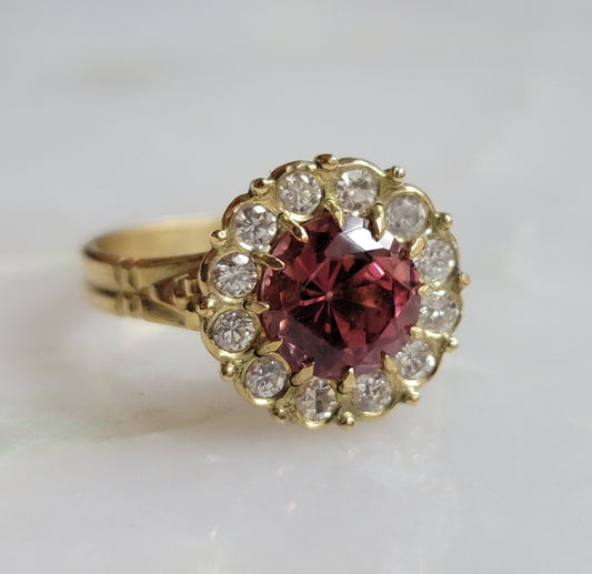 Sybil Mahenge Garnet and Diamond Cluster Ring