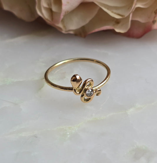 Tiny Guardian Diamond Snake Ring