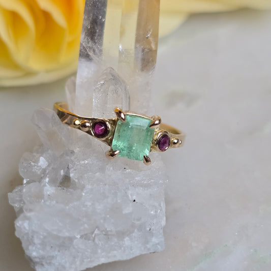 Venus Seafoam II Tourmaline and Ruby Ring