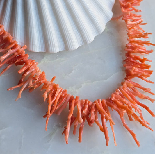 Vintage Mid Century Pink Coral Branch Necklace