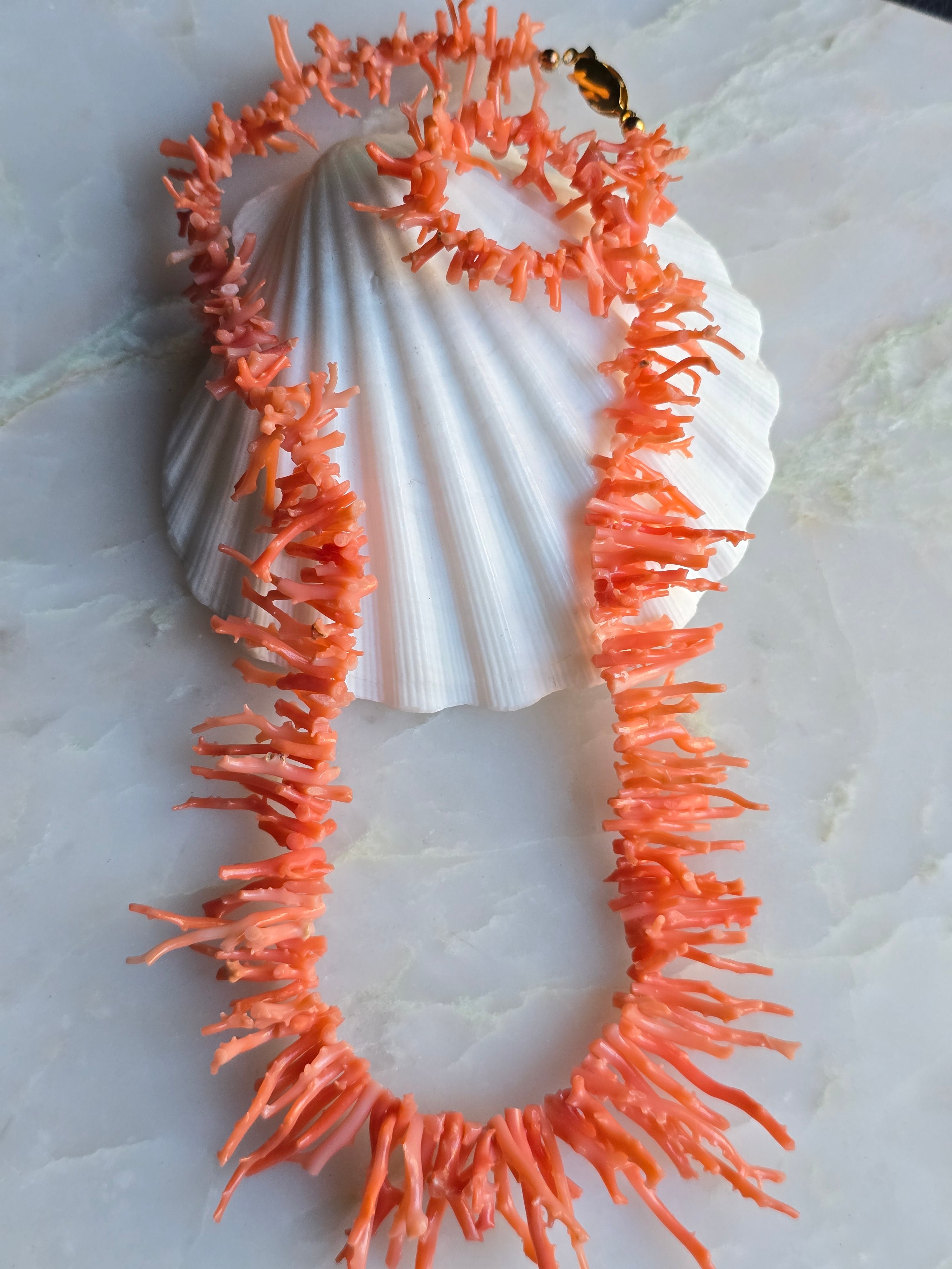 Vintage Mid Century Pink Coral Branch Necklace – Moon Honey