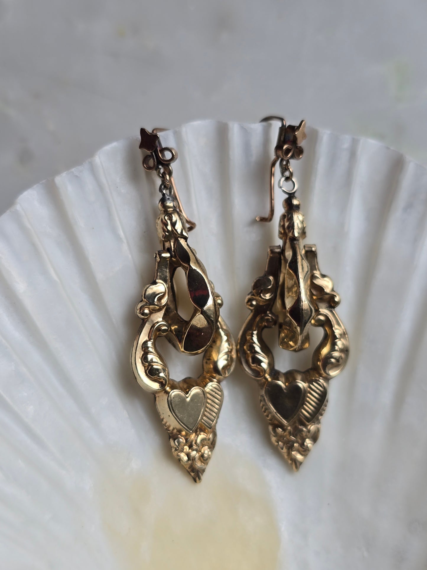 Antique Victorian Double Heart Earrings