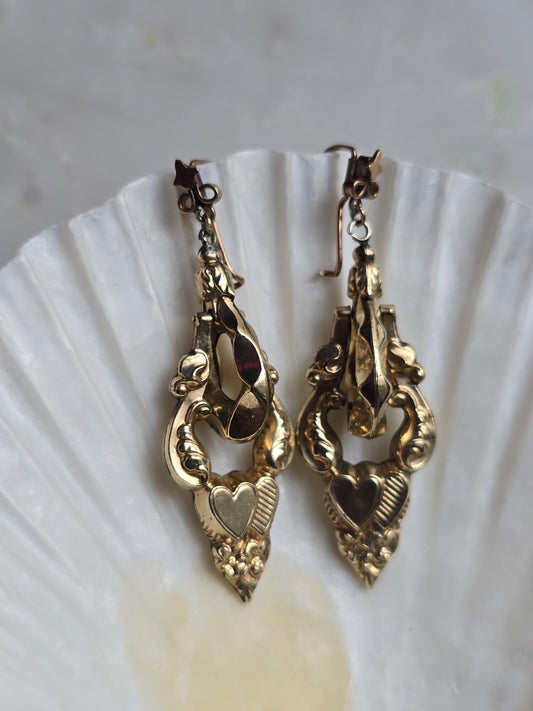 Antique Victorian Double Heart Earrings