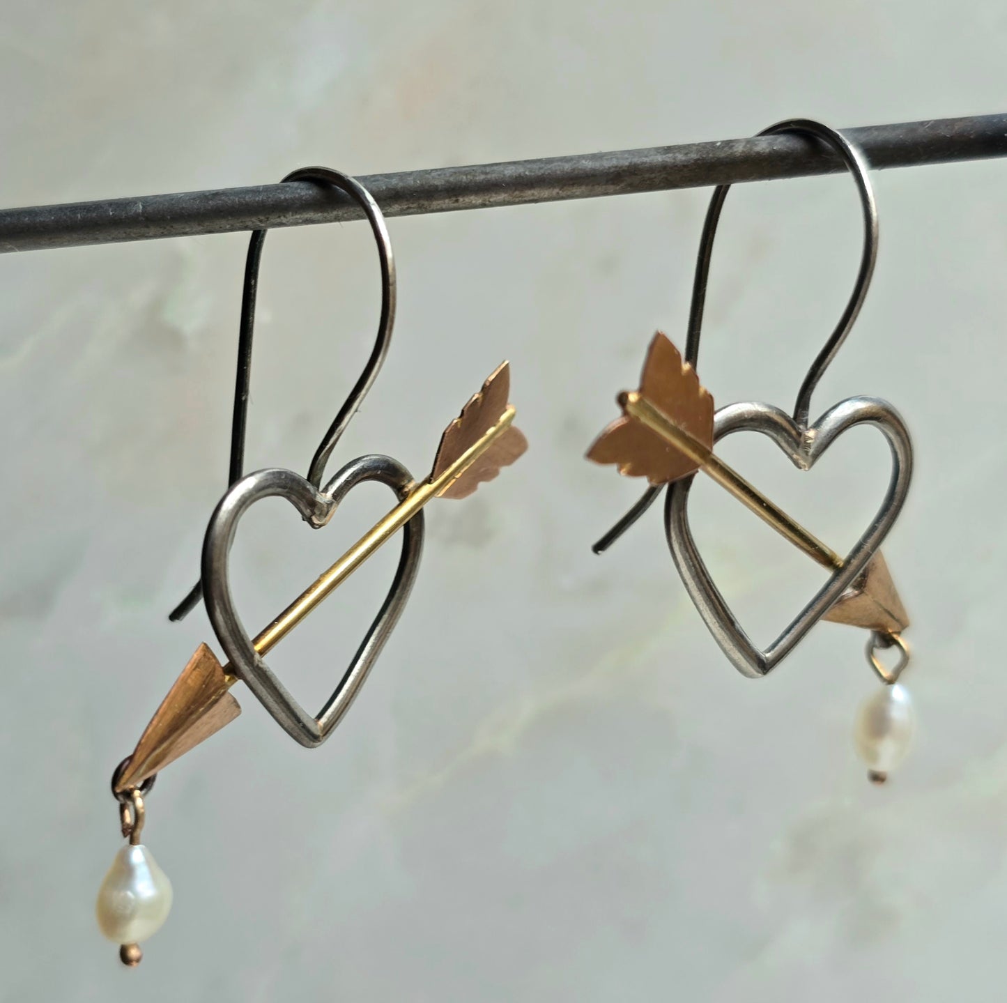 Cupid's Arrow Pearl Drop Earrings