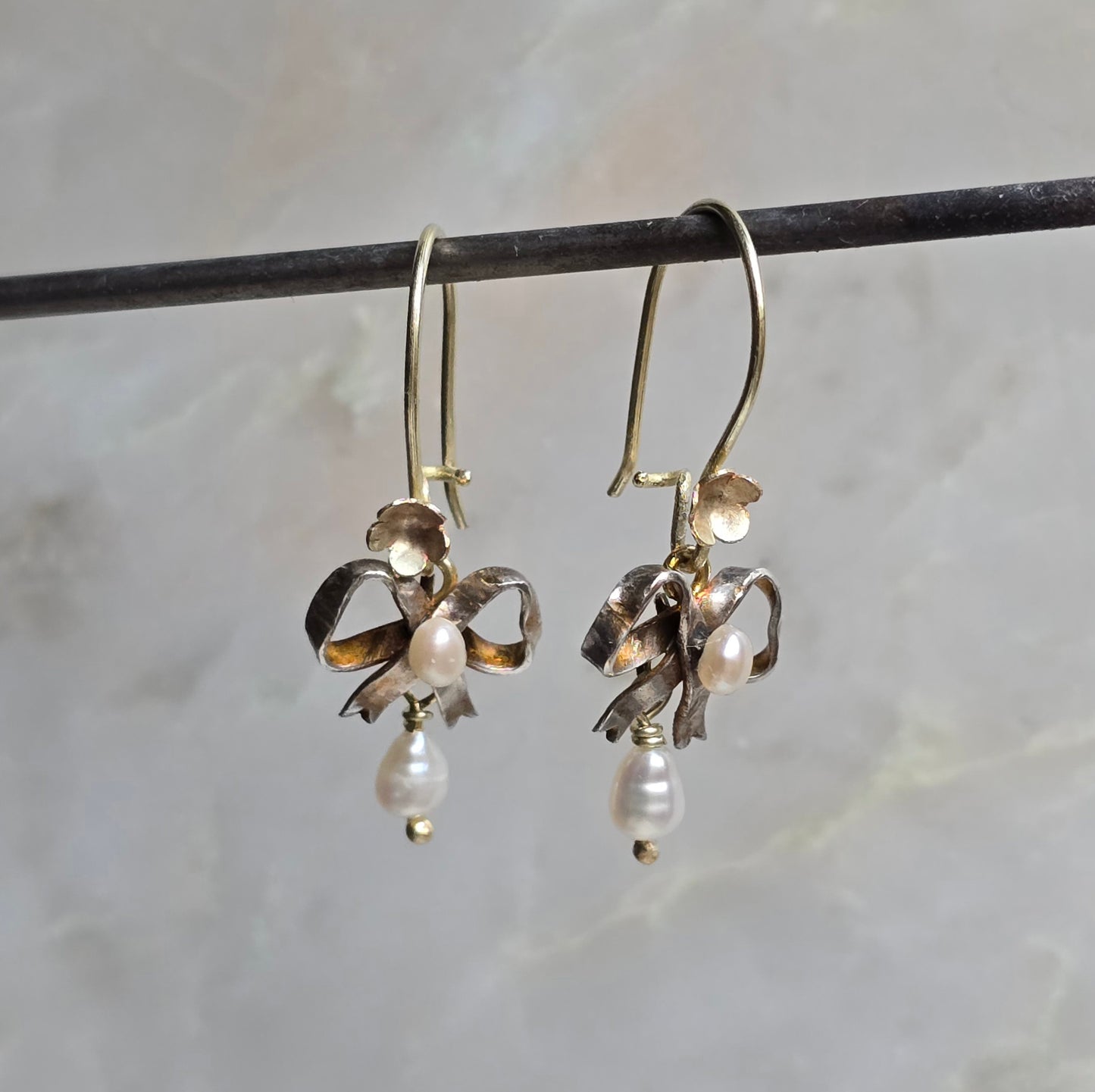 Clementine Transformable Silver and Gold Coral and Pearl Earrings
