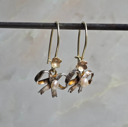 Clementine Transformable Silver and Gold Coral and Pearl Earrings