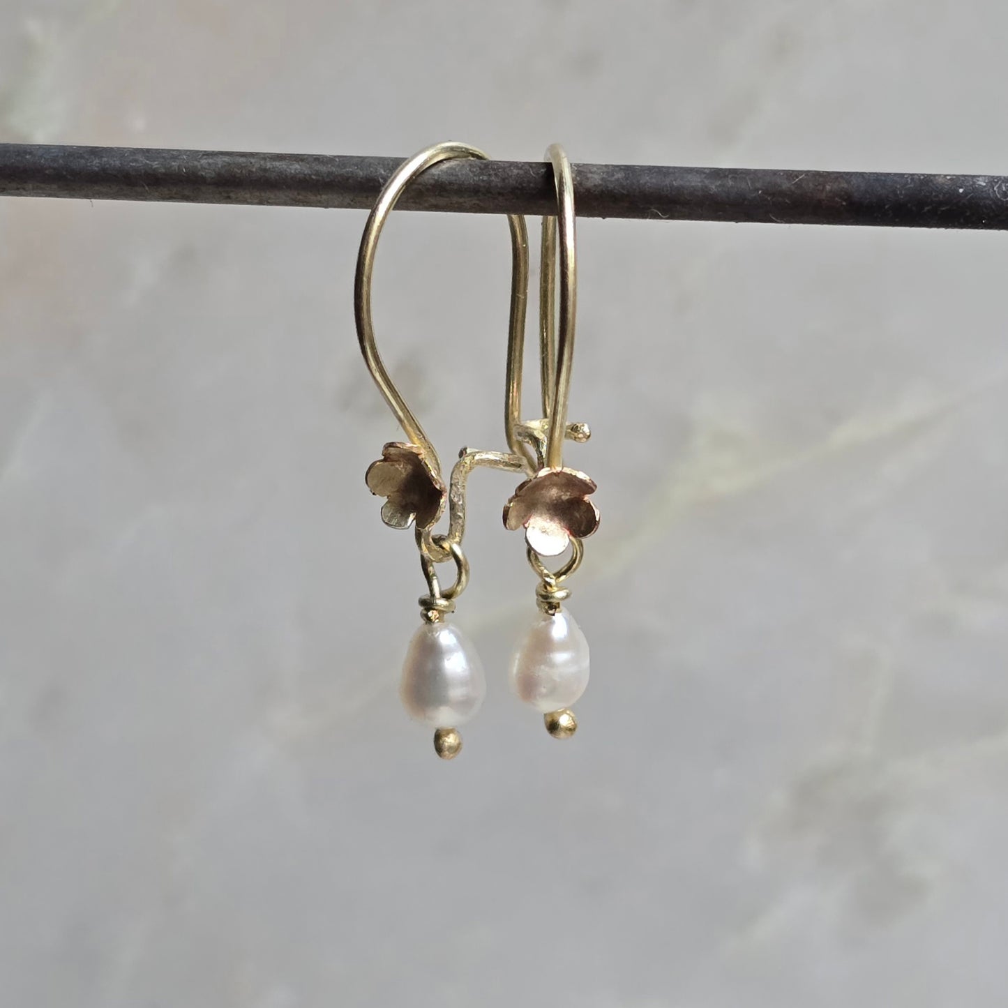 Clementine Transformable Silver and Gold Coral and Pearl Earrings