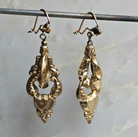 Antique Victorian Double Heart Earrings