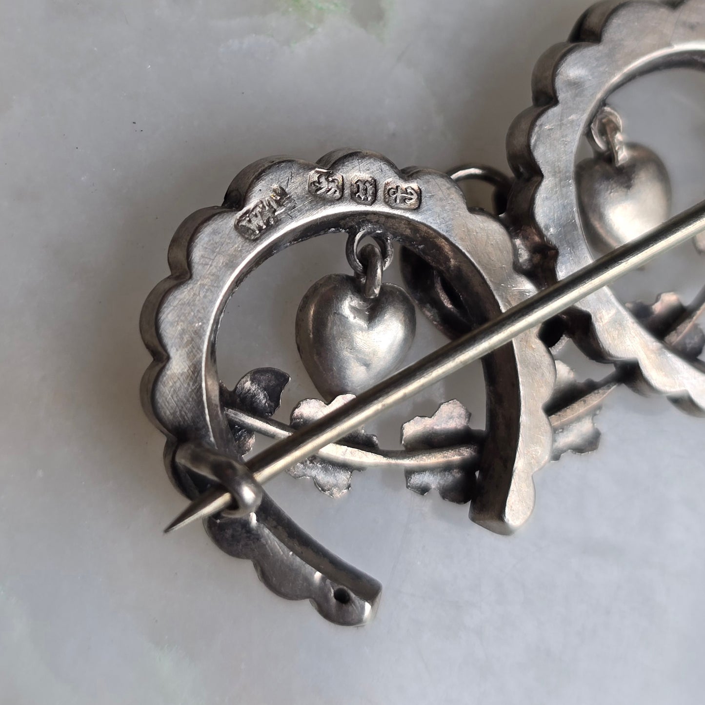 Antique Victorian Double Horseshoe Sweetheart Pin