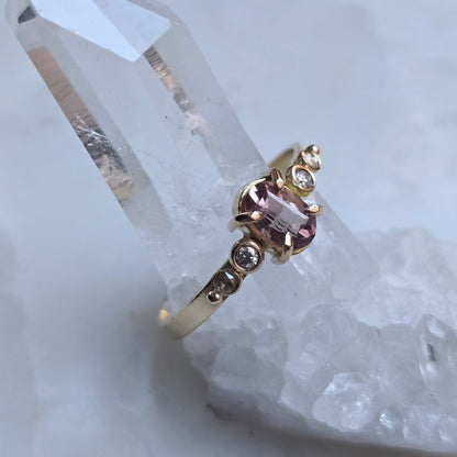 Chouquette Blush Pink Umbalite Garnet and Diamond Ring