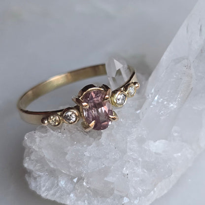 Chouquette Blush Pink Umbalite Garnet and Diamond Ring