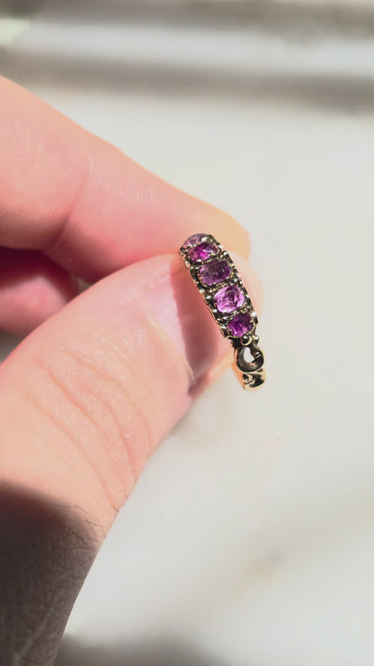Antique Georgian 5 Stone Ruby Ring