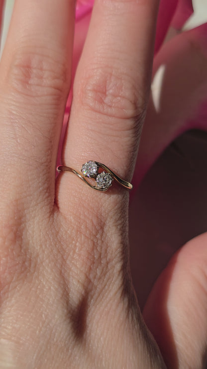 Antique Edwardian Old Mine Cut Diamond Toi et Moi Ring