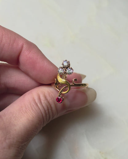 Antique Art Nouveau Two-Tone Gold Bypass Ring