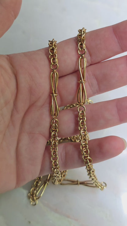 Antique Victorian 15k Gold Heavy Fancy Link Chain