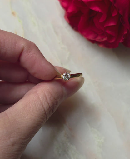 Antique Victorian Old Mine Cut Diamond Solitaire Ring