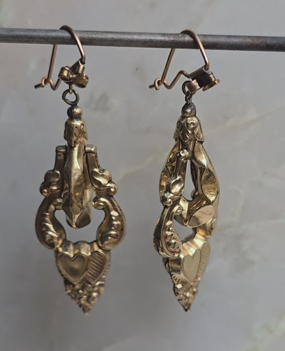Antique Victorian Double Heart Earrings