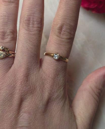 Antique Victorian Old Mine Cut Diamond Solitaire Ring