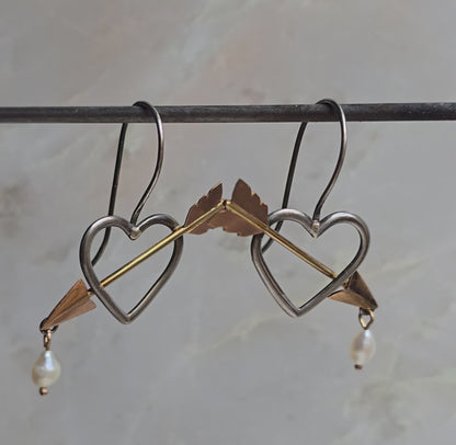 Cupid's Arrow Pearl Drop Earrings