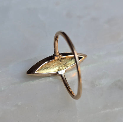 Antique Victorian 14k Rose Gold Seed Pearl Navette Ring