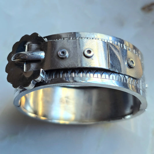 Antique Victorian Sterling Silver Buckle Bracelet
