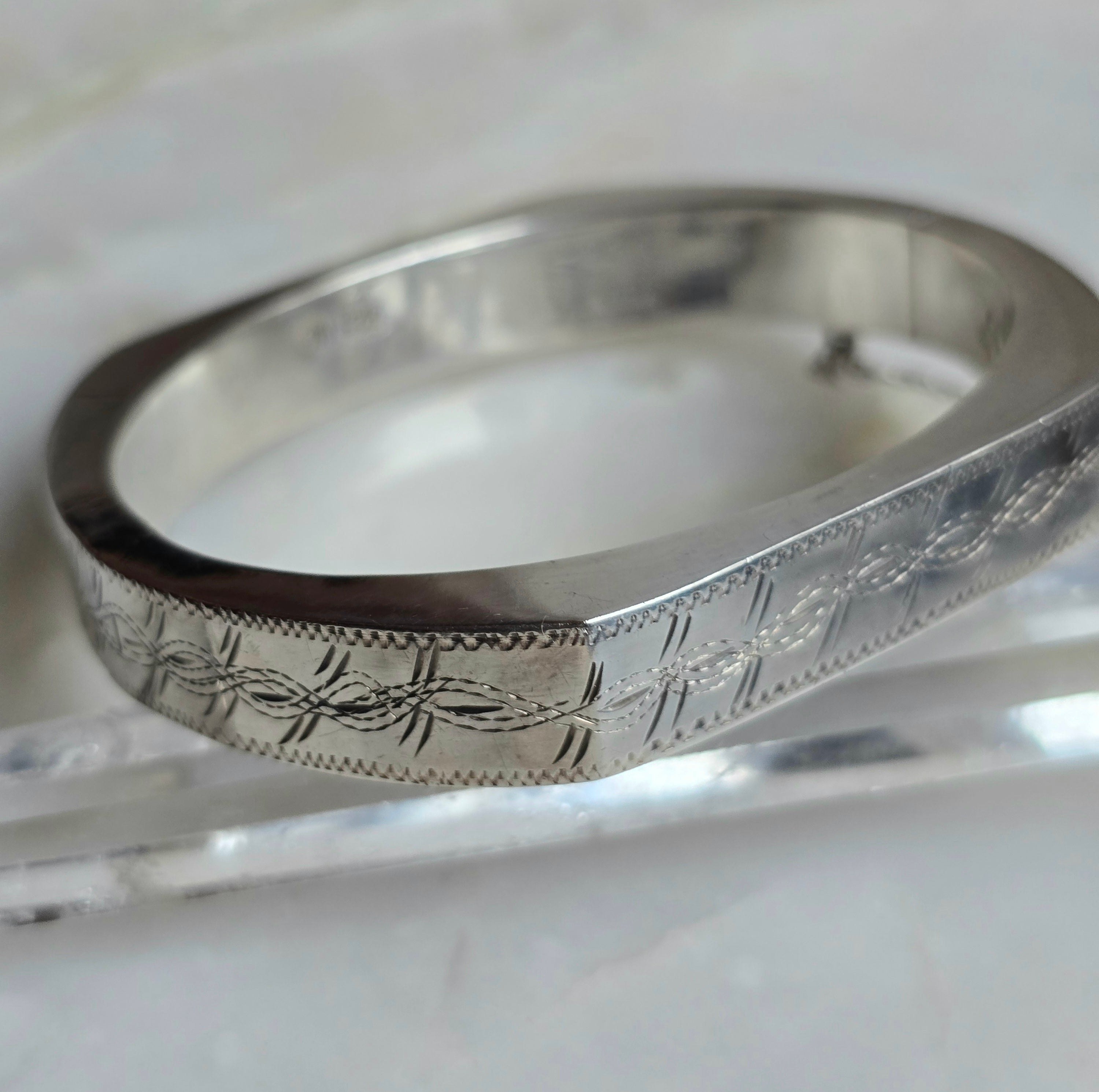 Vintage Victorian Revival Silver Bangle – Moon Honey